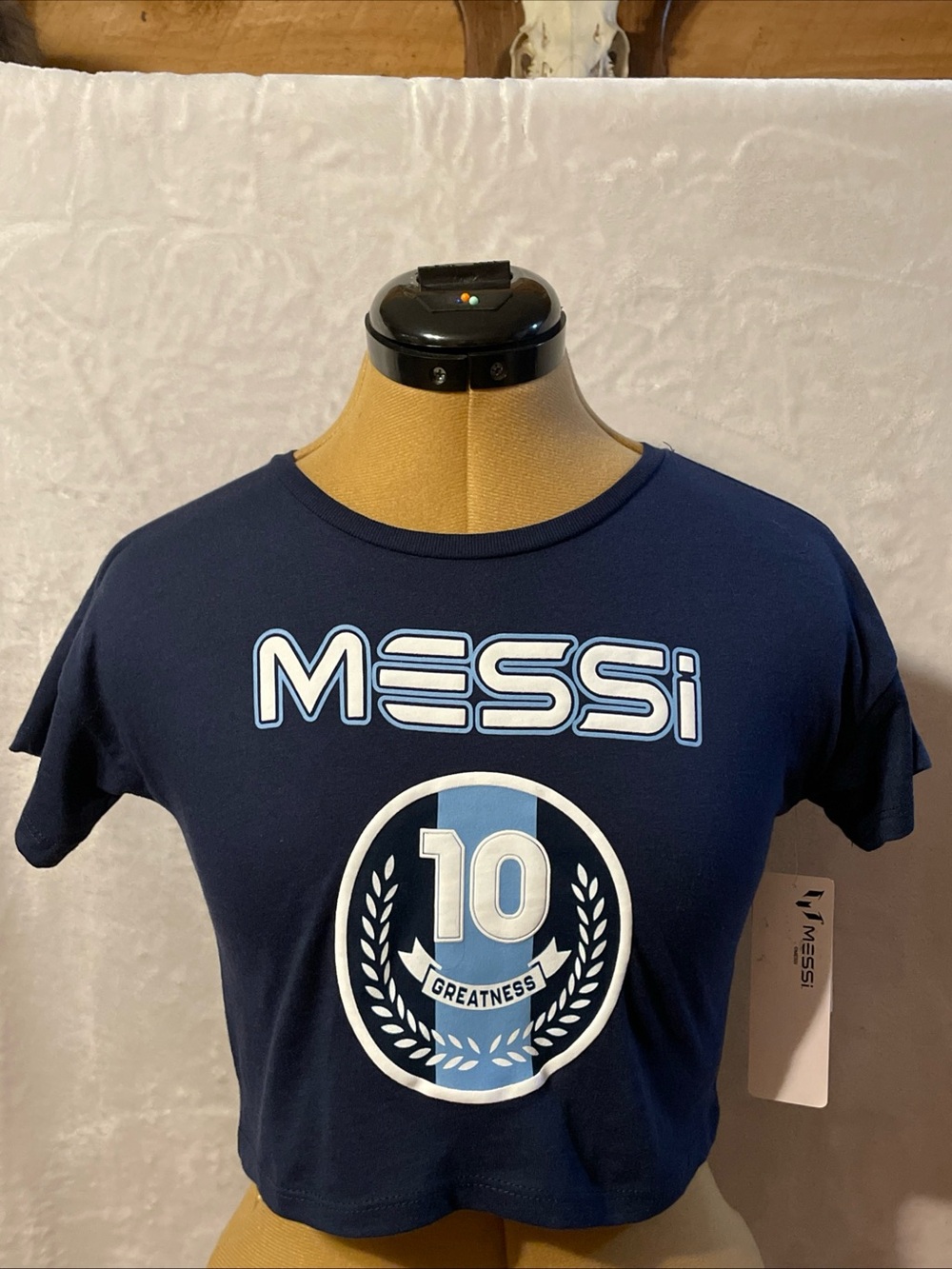 NWT MESSi Navy Graphic Crop Top XS 4-5